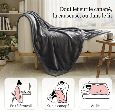 Écharpe Chauffante USB Portable avec Température Réglable, Couverture Chauffante Électrique en Flanelle pour Hiver, Bureau, Voyage et Maison