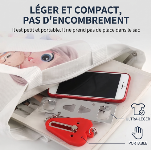 Verrou de Porte Portable de Sécurité Sans Perçage – Loquet Amovible pour Hôtel, Voyage, Appartement & Maison