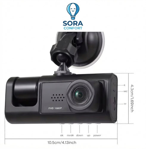 1080P Dual Dash Cam for Car, Front and Interior Camera, IR Night Vision Car DVR, Wide Angle Driving Recorder, Loop Recording