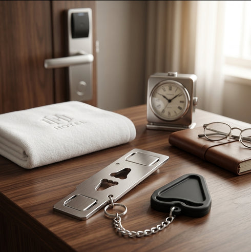 Serrure Portable de Porte Sans Perçage – Bloque-Porte de Sécurité pour Voyage, Hôtel et Maison
