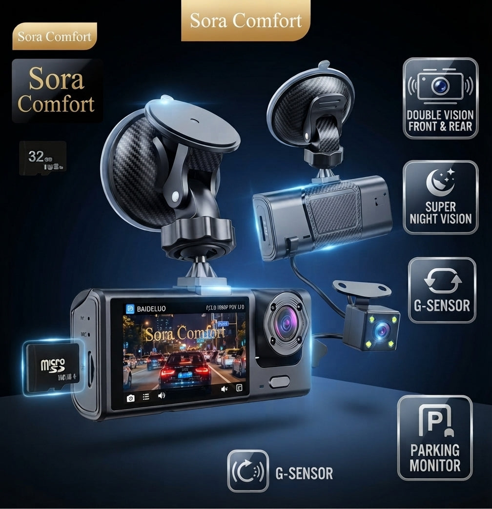 1080P Dual Dash Cam for Car, Front and Interior Camera, IR Night Vision Car DVR, Wide Angle Driving Recorder, Loop Recording